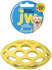 JW Pet Hol-ee Football Dog Toy Puzzle Ball, Natural Rubber