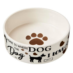 SPOT I Love Dogs Dish -Round Ceramic Food/Water Bowl with High Walls for Pets, Dishwasher Safe, Ideal for Small Dogs, Cats, Reptiles, Large Birds