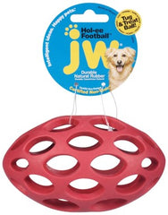 JW Pet Hol-ee Football Dog Toy Puzzle Ball, Natural Rubber