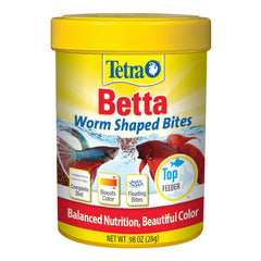 Tetra BettaMin Worm Shaped Bites, Complete Diet For Bettas