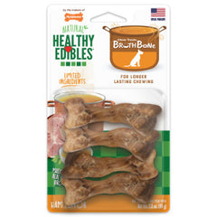 Nylabone Healthy Edibles Broth Bone Natural Dog Chews Long Lasting Treats Ham Flavor