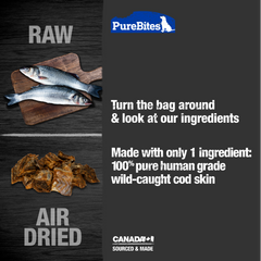 PureBites Cod Jerky Dog Treats, 1 Ingredient, Made in Canada