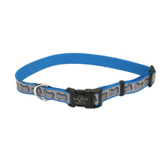 Coastal Pet - Lazer Brite - Reflective Adjustable Dog Collar, Turquoise Bones