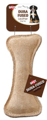 SPOT Dura-Fused Leather Small Bone – Real Leather & Jute Fabric, Double-Stitched & Durable, Squeaky Interactive Chew Toy for Moderate Chewers, Small & Medium Dogs, Soft Stuffed Fetch Toy