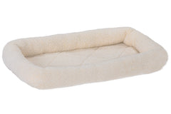 Furhaven Dog Bed for Large/Medium Dogs, 100% Washable, Sized to Fit Crates - Sherpa Fleece Bolster Crate Pad - Cream