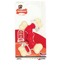 Nylabone Double Bone Power Chew Toy for Dogs, Dog Toys for Aggressive Chewers, Bacon Flavor, X-Small