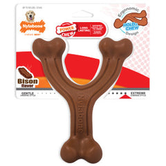 Nylabone Ergonomic Hold Wishbone Power Chew Toy for Dogs, Dog Toys for Aggressive Chewers, Bison Flavor