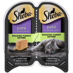 SHEBA Perfect Portions Paté Wet Cat Food Tray (1 Count, 2 Servings), Roasted Turkey Entrée 2.6-oz