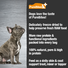 PureBites+ Skin & Coat Freeze Dried Dog Treats, 5 Ingredients, Made in USA