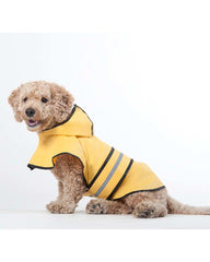 Fashion Pet Rainy Days Slicker - Yellow Dog Rain Jacket With Hood, Reflective Strip for Safety, Leash Hole & Adjustable Velcro Belly Strap, 100% Polyester Water Resistant Pet Raincoat