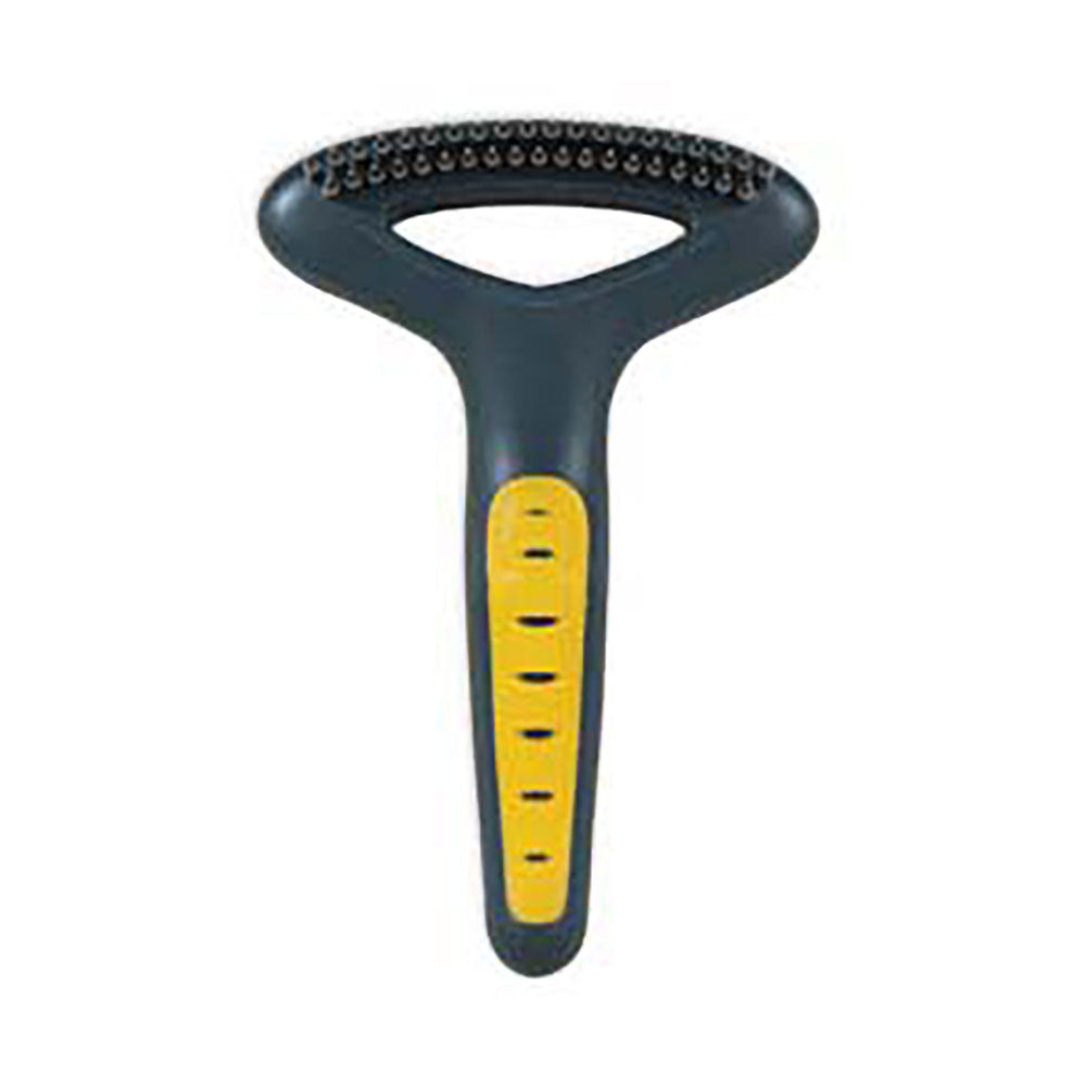 JW® Gripsoft® Double Row Undercoat Rake Regular Teeth Gray/Yellow Color One Size