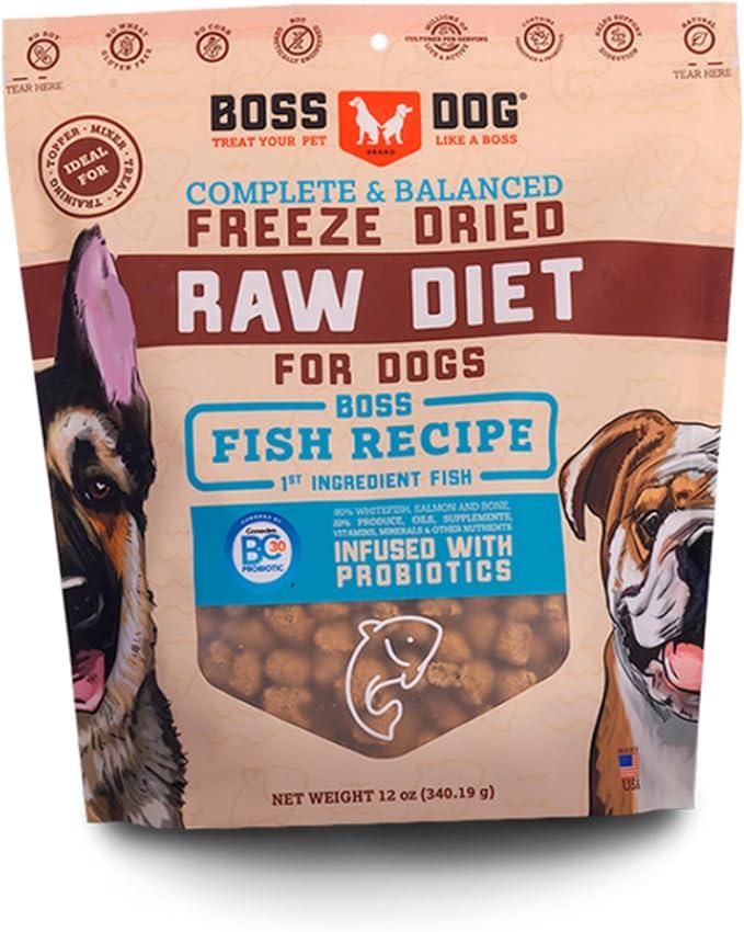 Boss Dog Freeze Dried Raw Diet (Dogs), Fish Recipe, 12 oz Bag