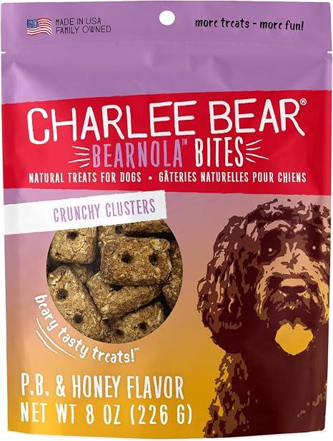 Charlee Bear Bearnola Bites Crunchy Dog Treats, Peanut Butter & Honey, 8 oz