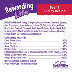 Wellness Rewarding Life Soft & Chewy Dog Treats, Grain Free, Beef & Turkey, 6 Ounce Bag