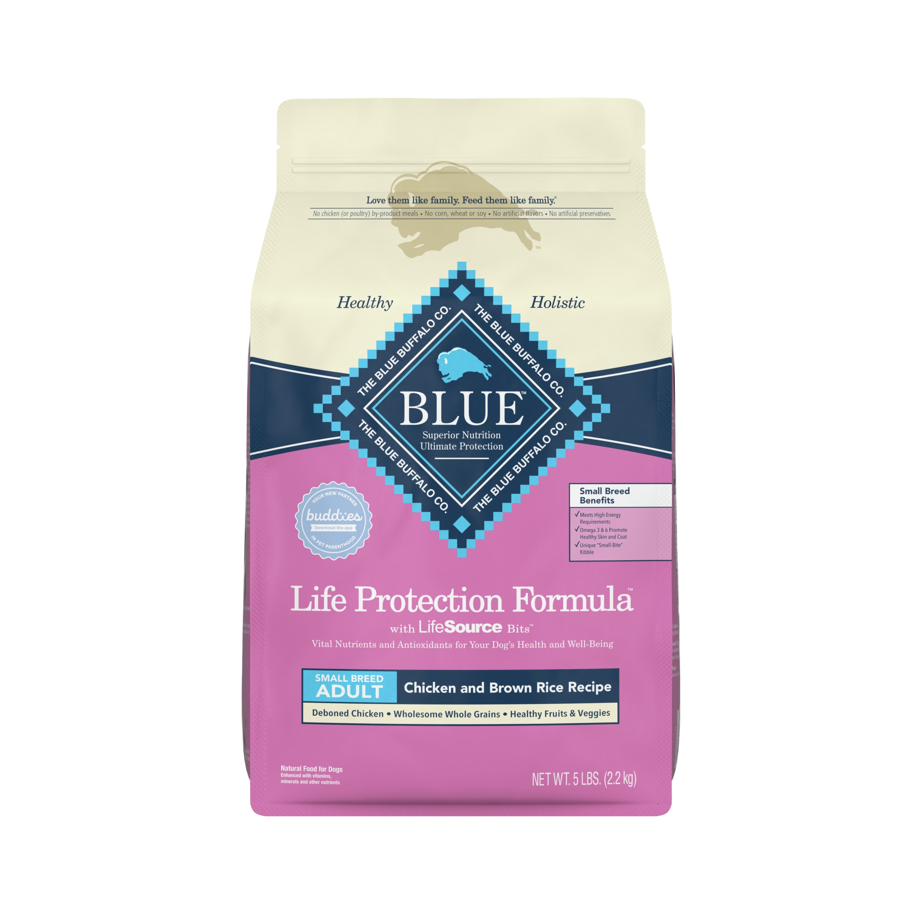 Blue Buffalo Life Protection Formula Natural Adult Small Breed Dry Dog Food, Chicken and Brown Rice 5-lb Trial Size Bag