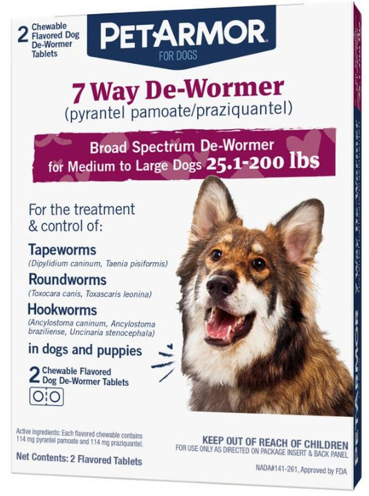 PETARMOR 7 Way De-Wormer for Medium &amp; Large Dogs – Chewable Tablets
