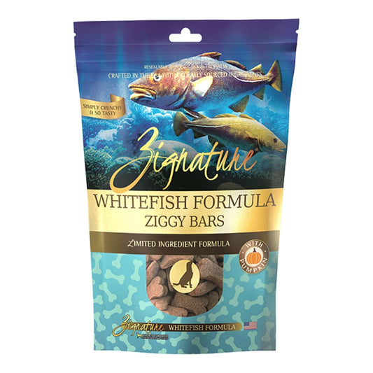 Zignature Dog Ziggy Bar Grain-Free Whitefish Formula Treats – 12 oz