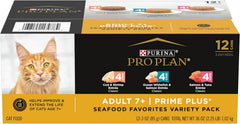 Purina Pro Plan Senior 7+ Wet Cat Food Variety Pack Pate - (2 Packs of 12) 3 oz. Cans