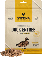 Vital Essentials Freeze Dried Raw Cat Food, Duck Mini Nibs Entree, 12 oz