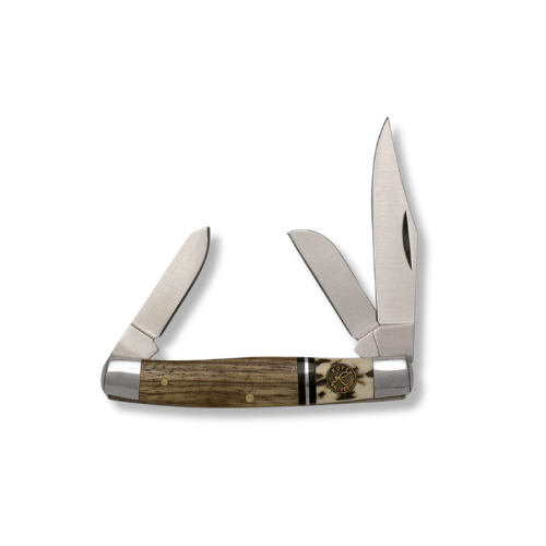 American Buffalo® Roper Stockman Laredo Genuine Stag/Wood Trapper Knife