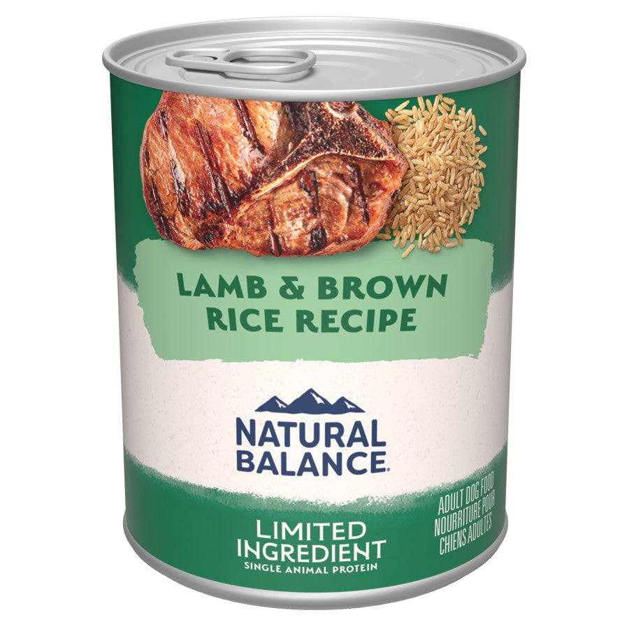 Natural Balance Pet Foods Limited Ingredient Canned Dog Food Lamb & Brown Rice, 12ea/13 oz