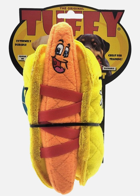 Tuffy Funny Food Hotdog Plush Dog Toy