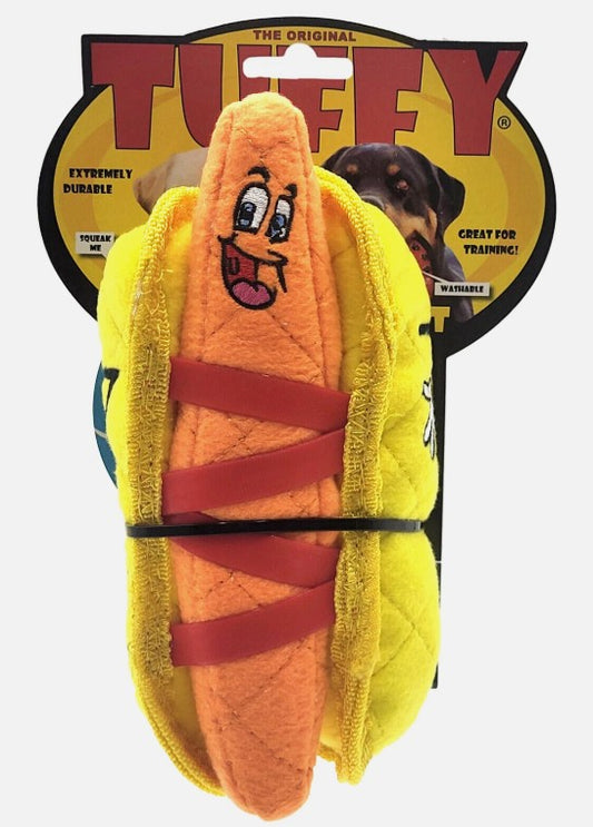 Tuffy Funny Food Hotdog Plush Dog Toy