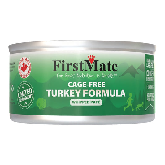 FirstMate Grain-Free Cage-Free Turkey Wet Cat Food (Pâté) – 5.5 oz Cans (24 Pack Case)
