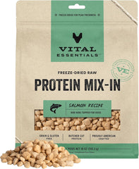 Vital Essentials Freeze Dried Raw Protein Mix-in Dog Food Topper, Salmon Mini Nibs Topper for Dogs, 18 oz