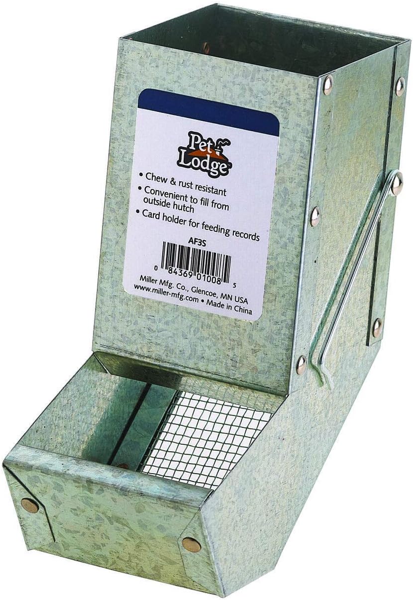Pet Lodge® Galvanized Rabbit Feeder – 3" Heavy-Duty Small Animal Feeder
