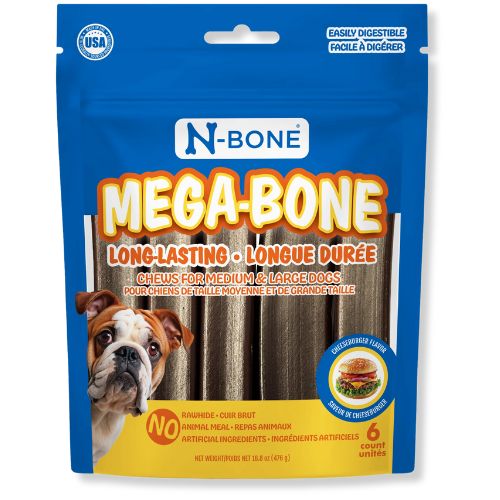 N-Bone® Mega-Bone Long-Lasting Chew – Cheeseburger Flavor (6 Count)