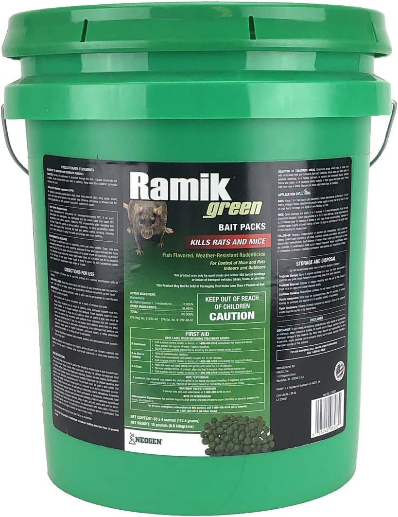 Ramik® Green 3/16” Nugget Bait Packs | All-Weather Rodenticide for Rats & Mice