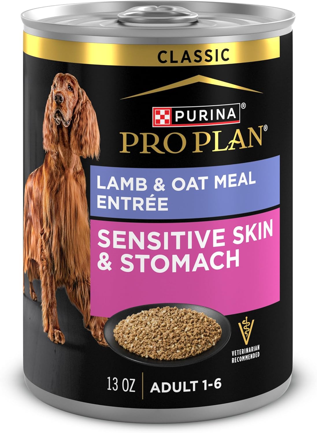 Purina Pro Plan Sensitive Skin & Stomach Lamb & Oatmeal Wet Dog Food Pate – 12 Pack 13 oz Cans