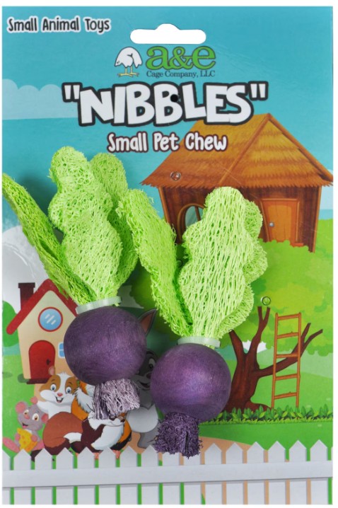 A & E Cages Nibbles Small Animal Loofah Chew Toy Turnips, 1ea