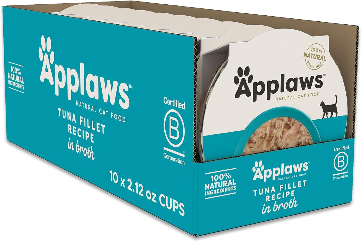 Applaws Natural Tuna Fillet in Broth Wet Cat Food – 10 Pack (2.12 oz Pouches)