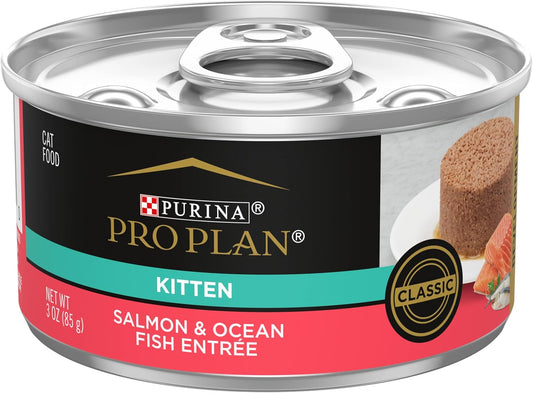 Purina Pro Plan Salmon & Ocean Fish Wet Kitten Food Pate – 24 Pack 3 oz Pull-Top Cans