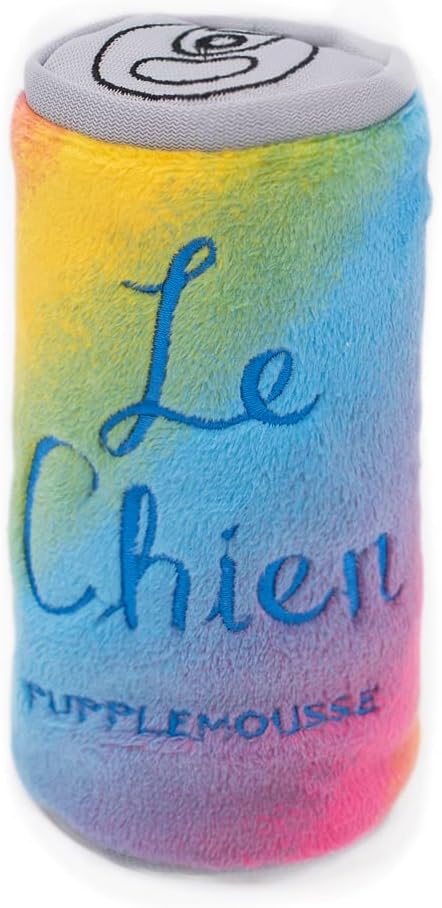 ZippyPaws Squeakie Can - Le Chien Squeakie Can Small Dog Toy, Rainbow Dog Toy with Squeakers, Plush Dog Toys for Aggressive Chewers, Summer Dog Toys, Rainbow Dog Pride Accessories