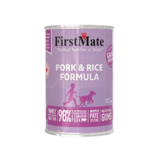 FirstMate Pork &amp; Rice Wet Dog Food (Pâté) – 12.2oz Can (Single)