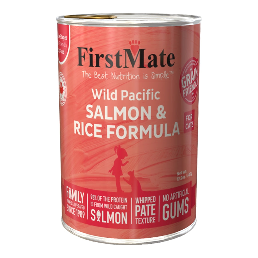 FirstMate Wild Salmon & Rice Wet Cat Food (Pâté) – 12.2oz Can (Single)