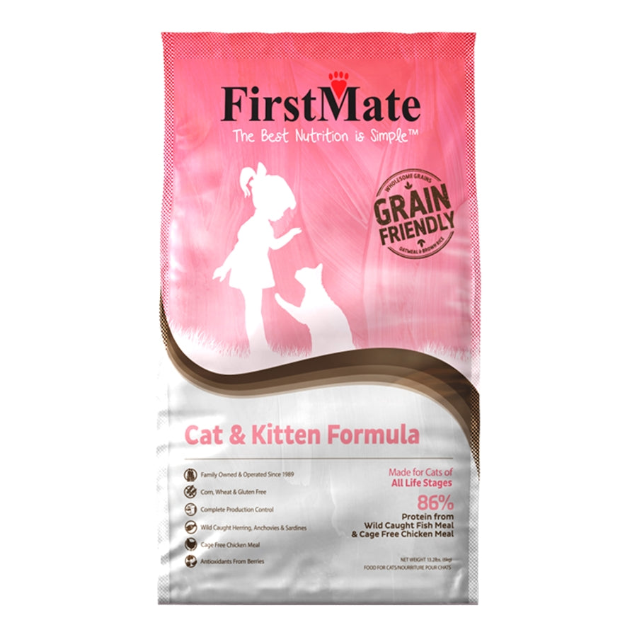 FirstMate Grain Friendly Cat & Kitten Dry Cat Food – Chicken, Oats & Ocean Fish