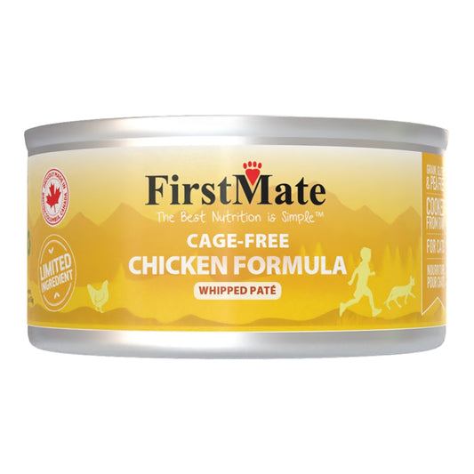 FirstMate Grain-Free Cage-Free Chicken Wet Cat Food (Pâté) – 5.5 oz Cans (24 Pack Case)