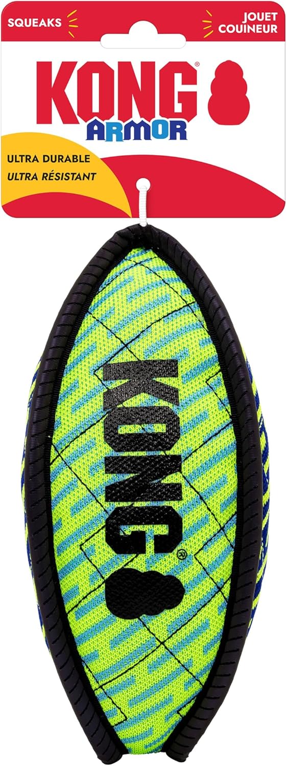KONG Armor Football Assorted Dog Toy – Medium, Heavy-Duty Fabric Fetch & Chew Toy