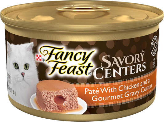 Fancy Feast Savory Centers Chicken Pate Wet Cat Food – 24 Pack 3 oz Cans