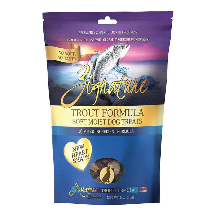 Zignature Dog Soft & Moist Grain-Free Trout Treats – 4 oz