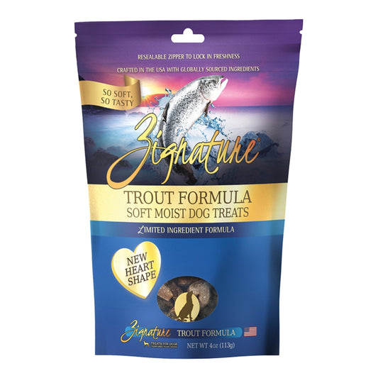Zignature Dog Soft & Moist Grain-Free Trout Treats – 4 oz