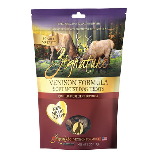 Zignature Dog Soft & Moist Grain-Free Venison Treats – 4 oz