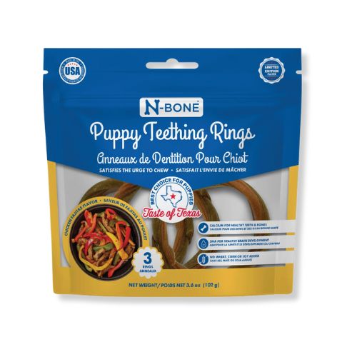 N-Bone® Puppy Teething Rings – Texas Chicken Fajitas Flavor, 3-Pack