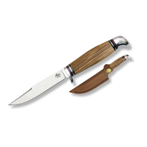 Roper Fixed Blade Knife – Zebra Wood Handle, 6.5" Overall Length