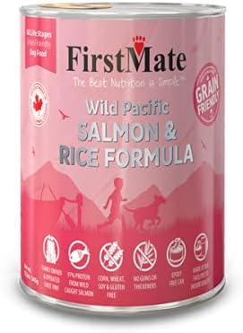 FirstMate Grain Friendly Salmon & Rice Wet Dog Food (Pâté) – 12.2oz Cans (Case of 12)