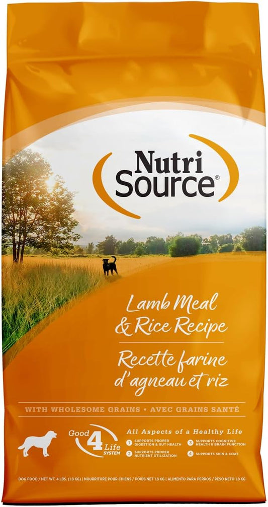 NutriSource, Lamb Meal & Rice Recipe with Wholesome Grains Dry Dog Food, 4lb